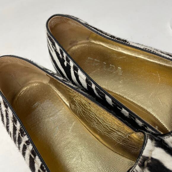 Prada Zebra Print Calf Hair Espadrilles Slip On Platform Open Toe Shoes 39 9 - Picture 13 of 16